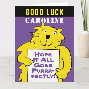 Carte Amusant Conception Chat Bonne Chance avec un chat