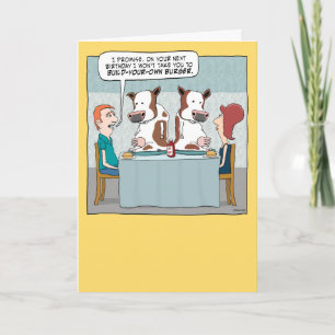 Carte Amusant Construisez vos vaches Burger Anniversaire