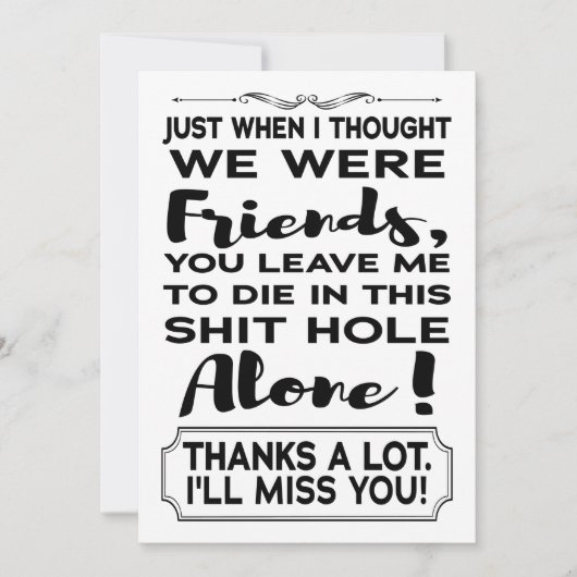 Carte Amusant Coworker Quitte Adieu Adieu Partir (Devant)