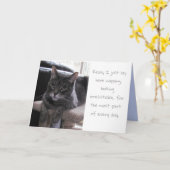 Carte Amusant Cute Chat Anniversaire (Fleur jaune)