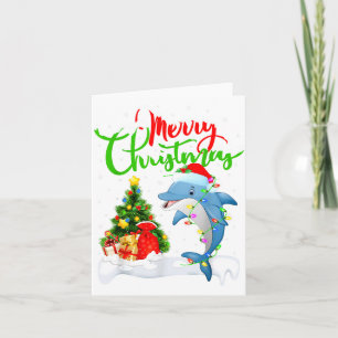Carte Amusant Dauphin Poisson Amoureux Éclairage Noël Da