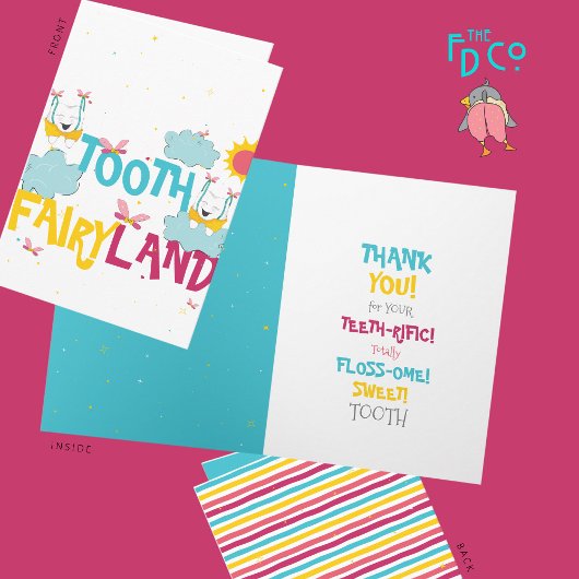 Carte Amusant Drôle Mignonne Dents Merci Fée Pun