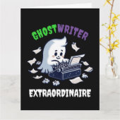 Carte Amusant Écrivain Ghost Extraordinaire Cute Ghost (Fleur jaune)