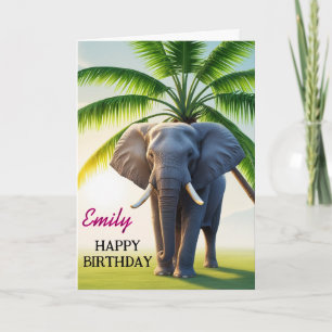 Carte Amusant éléphant Joyeux anniversaire