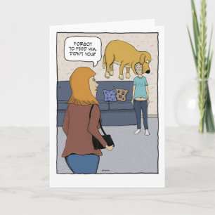 Carte Amusant Faim Chien Bitting Tête Anniversaire