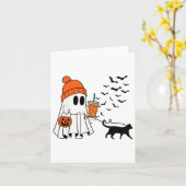 Carte Amusant Fantôme Marcher Chat Fantôme Chat Hallowee (Fleur jaune)