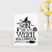 Carte Amusant Fils D'Halloween D'Une Sorcière Bébé (Fleur jaune)