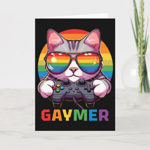 Carte Amusant Gaymer Cat Gamer Lgbtq Pride Rainbow Vidéo