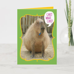 Carte Amusant Géant Gâteau Manger Capybara Anniversaire