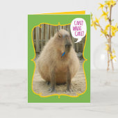 Carte Amusant Géant Gâteau Manger Guinéen Cochon Anniver (Fleur jaune)