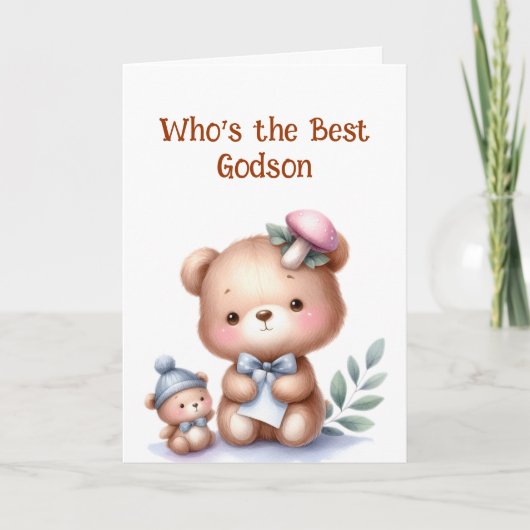 Carte Amusant Godson Anniversaire mignon Teddy Bear (Devant)