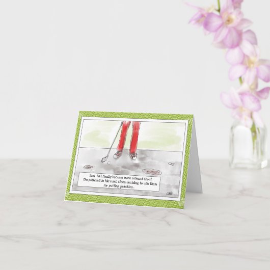 Carte Amusant Golf "Putting In Potholes" Anniversaire (Orchidée)