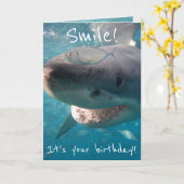 Carte Amusant grand requin blanc anniversaire (Fleur jaune)