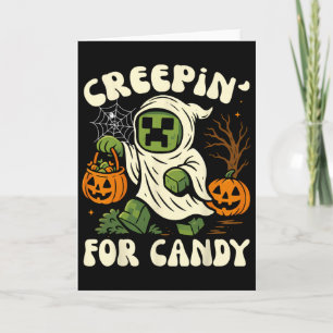 Carte Amusant Halloween Gamer Pixel Kids Boy Creepin' Fo