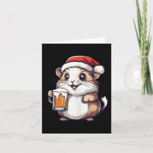 Carte Amusant Hamster De Noël Avec Bière Comique