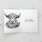 Carte Amusant Highland Cow Pun Anniversaire (Intérieur)
