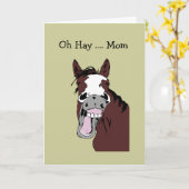 Carte Amusant Humour de Cheval de Fête des Mères (Fleur jaune)