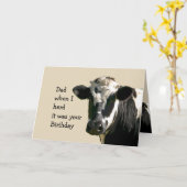 Carte Amusant Humour de vache papa Anniversaire rit (Fleur jaune)