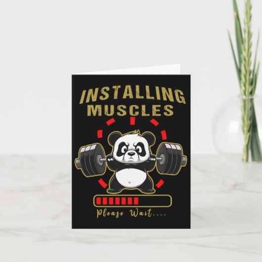 Carte Amusant Installation Muscle Panda Poids Lifting Ba (Devant)