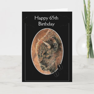 Carte Amusant Joyeux 65ème Anniversaire Bison, Animaux d