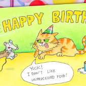 Carte Amusant Joyeux anniversaire Chat saluant