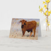 Carte Amusant Joyeux Anniversaire de la jolie jeune vach (Fleur jaune)