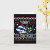 Carte Amusant Joyeux Vilain Requin de Noël Santa Hat Lum (Fleur jaune)