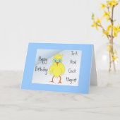 Carte Amusant message d'anniversaire de poussin (Fleur jaune)