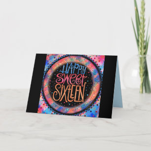 Carte Amusant moderne Sweet sixteen joyeux Anniversaire