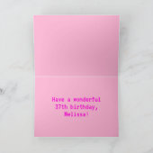 Carte Amusant, Nerdy, Geeky, Rose, 8 bits Style 37e anni (Intérieur)