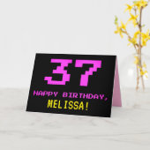 Carte Amusant, Nerdy, Geeky, Rose, 8 bits Style 37e anni (Fleur jaune)