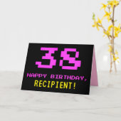 Carte Amusant, Nerdy, Geeky, Rose, 8 bits Style 38e anni (Fleur jaune)