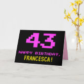 Carte Amusant, Nerdy, Geeky, Rose, 8 bits Style 43e anni (Fleur jaune)