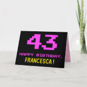 Carte Amusant, Nerdy, Geeky, Rose, 8 bits Style 43e anni (Devant)