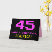 Carte Amusant, Nerdy, Geeky, Rose, 8 bits Style 45e anni (Fleur jaune)