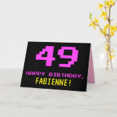 Carte Amusant, Nerdy, Geeky, Rose, 8 bits Style 49e anni (Fleur jaune)