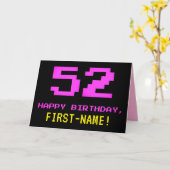 Carte Amusant, Nerdy, Geeky, Rose, 8 bits Style 52e anni (Fleur jaune)
