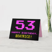 Carte Amusant, Nerdy, Geeky, Rose, 8 bits Style 53e anni (Devant)