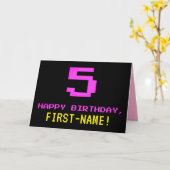 Carte Amusant, Nerdy, Geeky, Rose, 8 bits Style 5e anniv (Fleur jaune)
