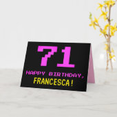 Carte Amusant, Nerdy, Geeky, Rose, 8 bits Style 71e anni (Fleur jaune)