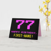 Carte Amusant, Nerdy, Geeky, Rose, 8 bits Style 77e anni (Fleur jaune)