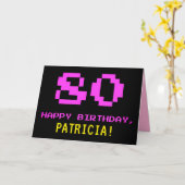 Carte Amusant, Nerdy, Geeky, Rose, 8 bits Style 80e anni (Fleur jaune)
