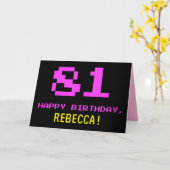 Carte Amusant, Nerdy, Geeky, Rose, 8 bits Style 81e anni (Fleur jaune)
