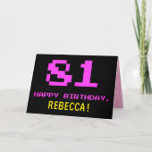 Carte Amusant, Nerdy, Geeky, Rose, 8 bits Style 81e anni (Devant)