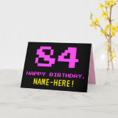 Carte Amusant, Nerdy, Geeky, Rose, 8 bits Style 84e anni (Fleur jaune)