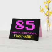Carte Amusant, Nerdy, Geeky, Rose, 8 bits Style 85e anni (Fleur jaune)