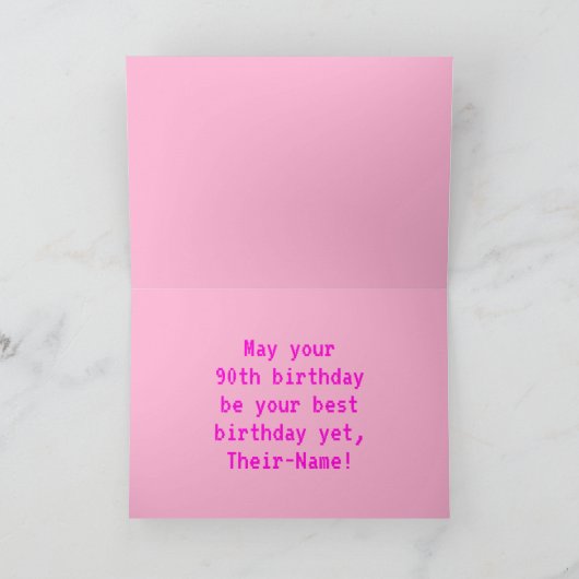 Carte Amusant, Nerdy, Geeky, Rose, 8 bits Style 90e anni (Intérieur)