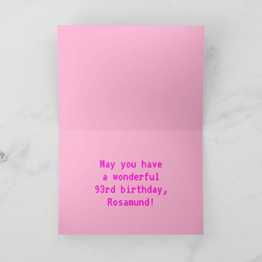 Carte Amusant, Nerdy, Geeky, Rose, 8 bits Style 93e anni (Intérieur)