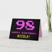 Carte Amusant, Nerdy, Geeky, Rose, 8 bits Style 98e anni (Devant)
