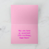 Carte Amusant, Nerdy, Geeky, Rose, Style 8 bits 13e anni (Intérieur)